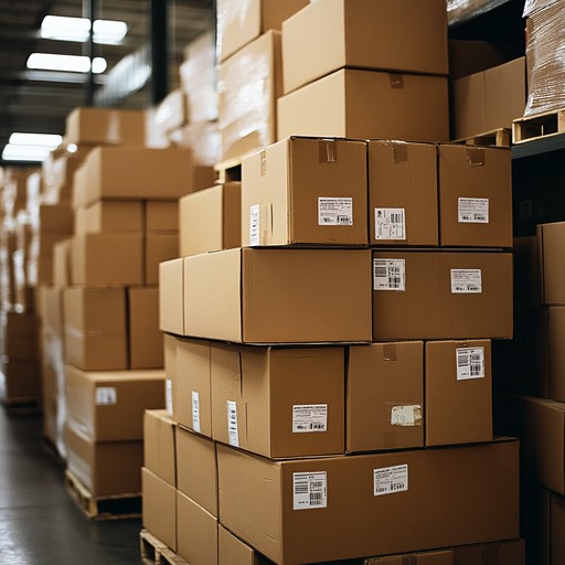 Warehouse with bulk order shipping boxes