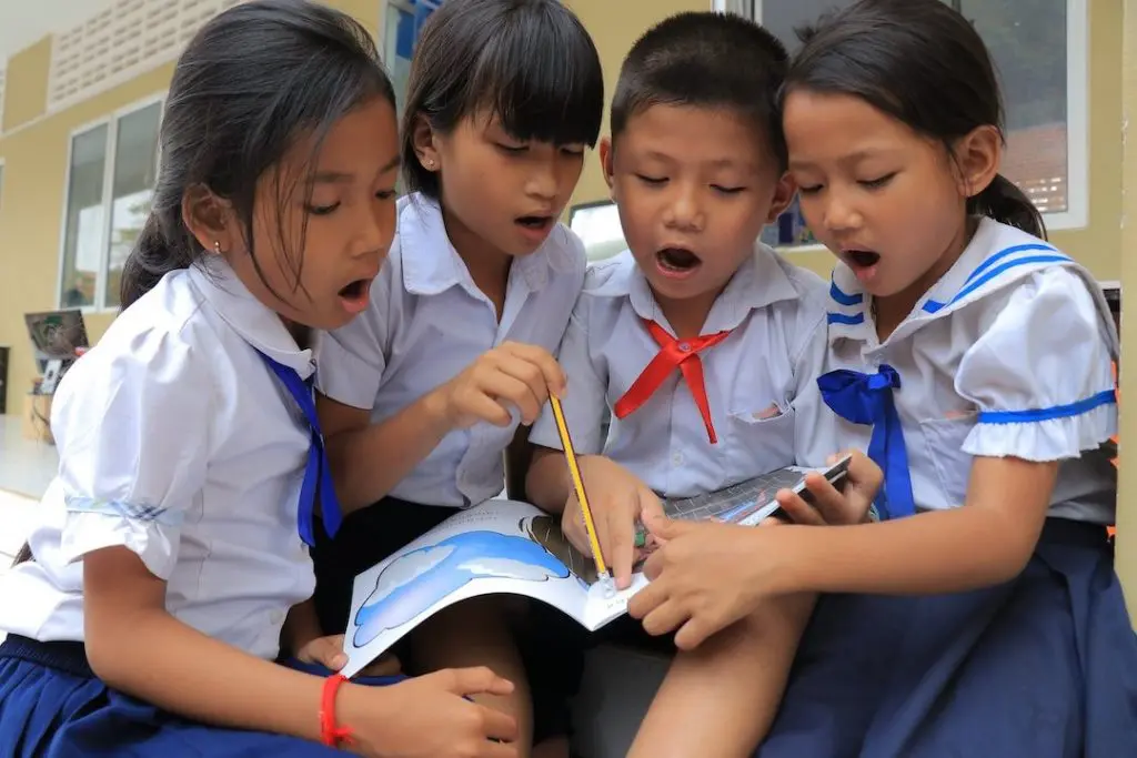 Students working together in Education First Foundation program